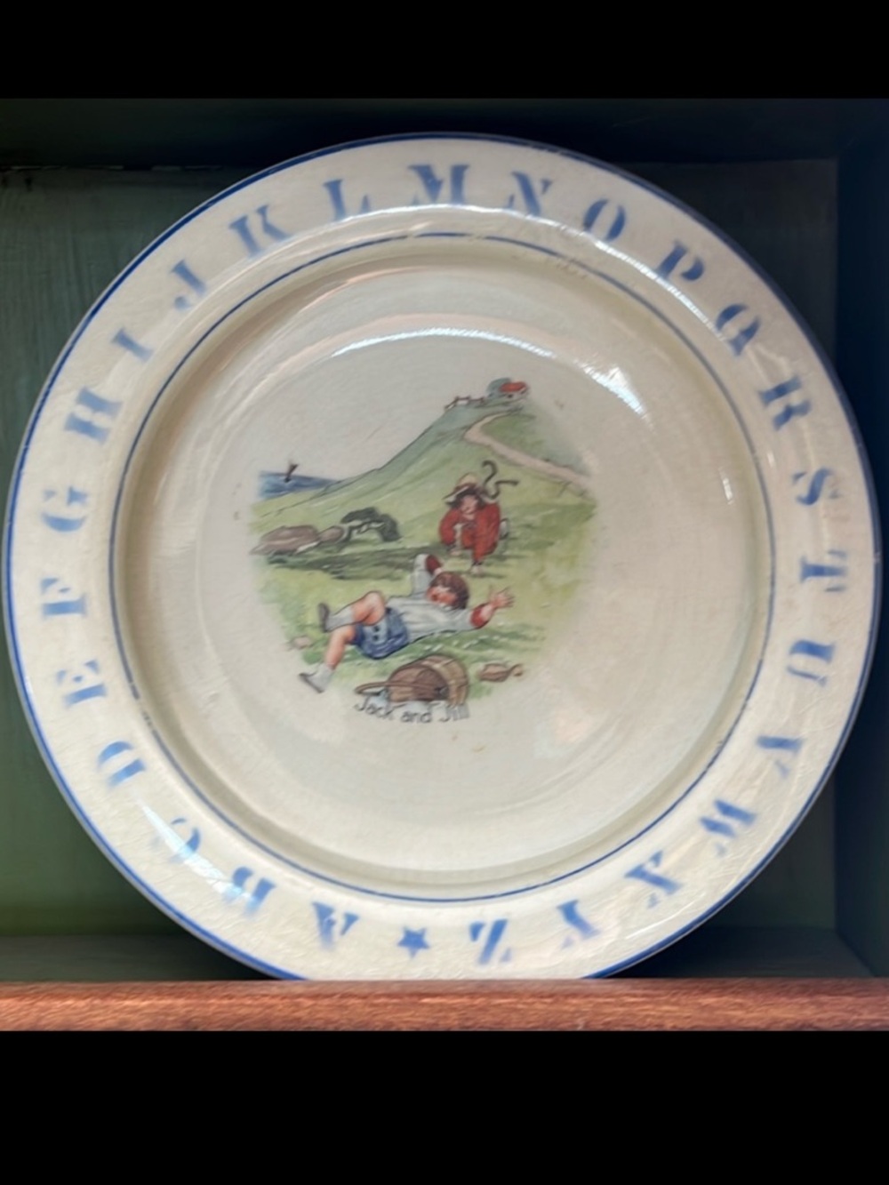 Antique D.E. McNicol Holdfast Baby Plate Jack & Jill ABC Alphabet East Liverpool